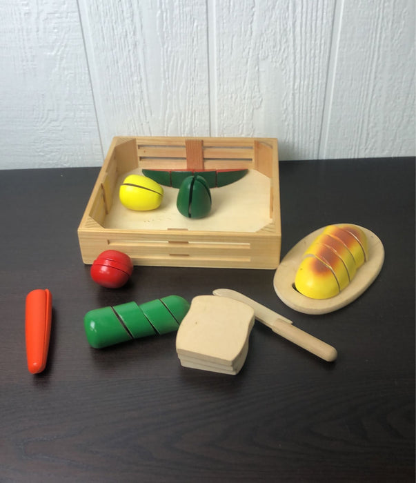 secondhand Melissa & Doug Cutting Food- Wooden Play Food