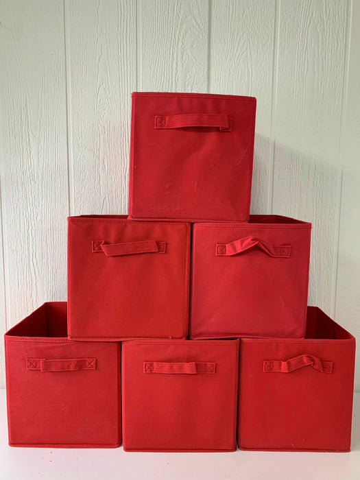 used BUNDLE Storage Bins, 6 Red 11” cubes