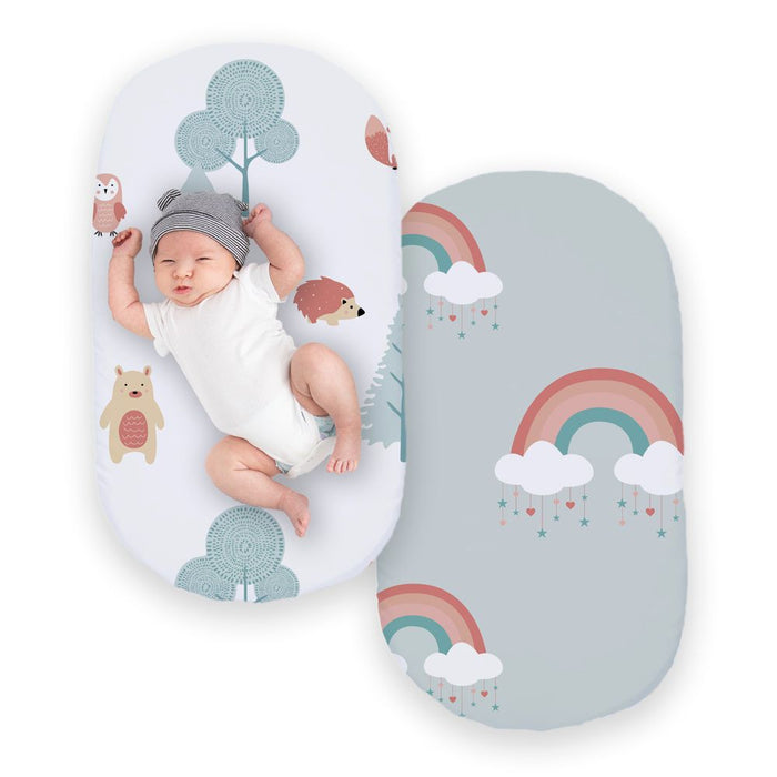 Shop JumpOff Jo 2 Pack Fitted Bassinet Sheets, Woodland Rainbow at GoodBuy Gear