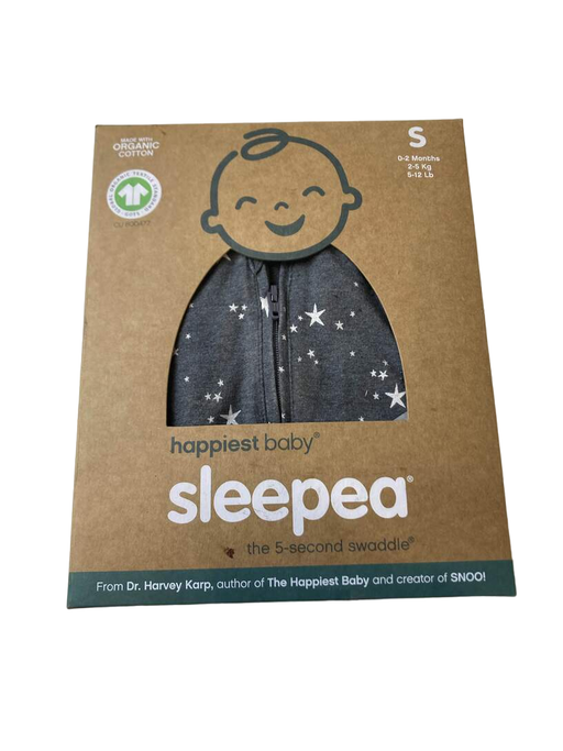 used Happiest Baby Sleepea Swaddle, Small, Charcoal Gray Stars