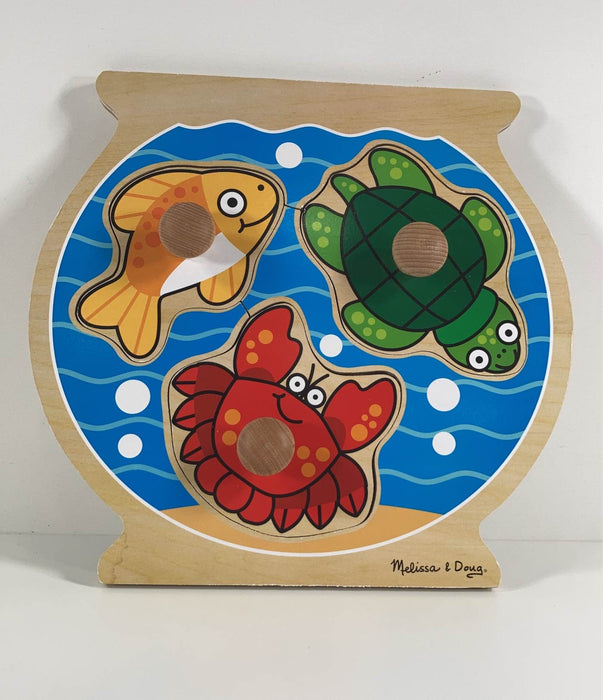 used Melissa & Doug Jumbo Knob Puzzle Set, Fish and Pets