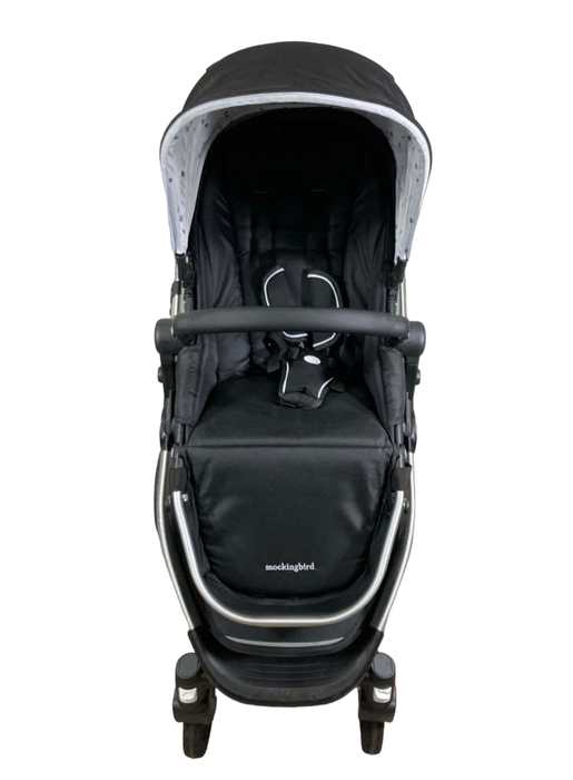 secondhand Mockingbird Single Stroller, 2023, Black, Watercolor Drops, Silver With Black Leather