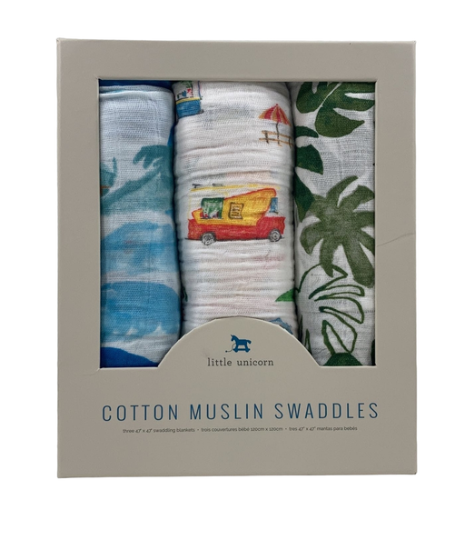 used Little Unicorn Cotton Muslin Swaddles 3-Pack, Summer Vibe