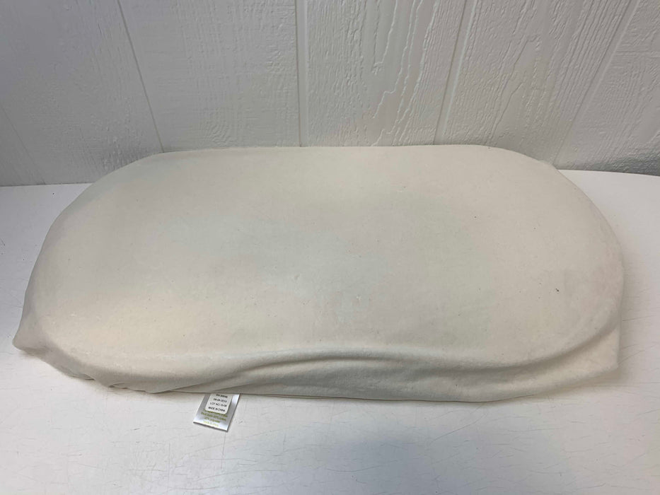 secondhand Naturepedic Bassinet Mattress, 14 in x 29 in x 1.5 in oval shape