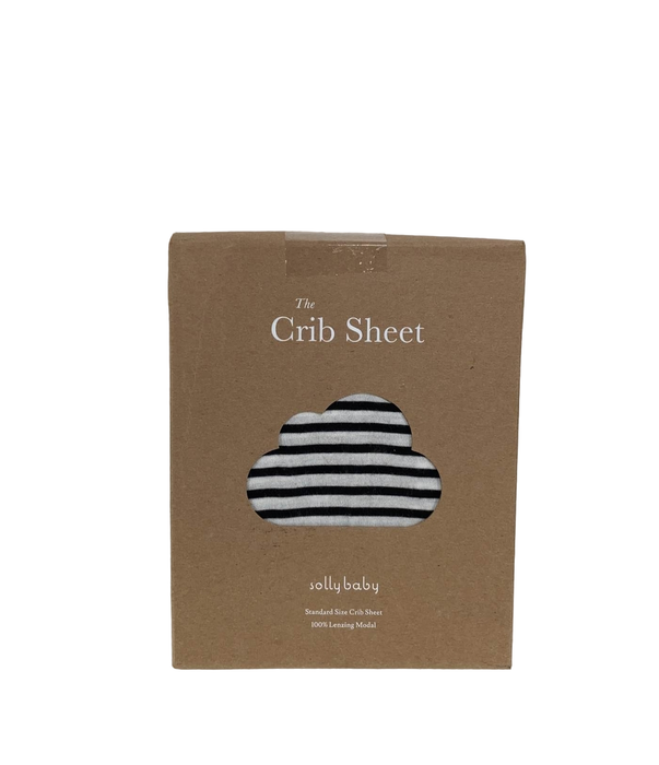 used Solly Baby Crib Sheet, Black and Natural Stripe