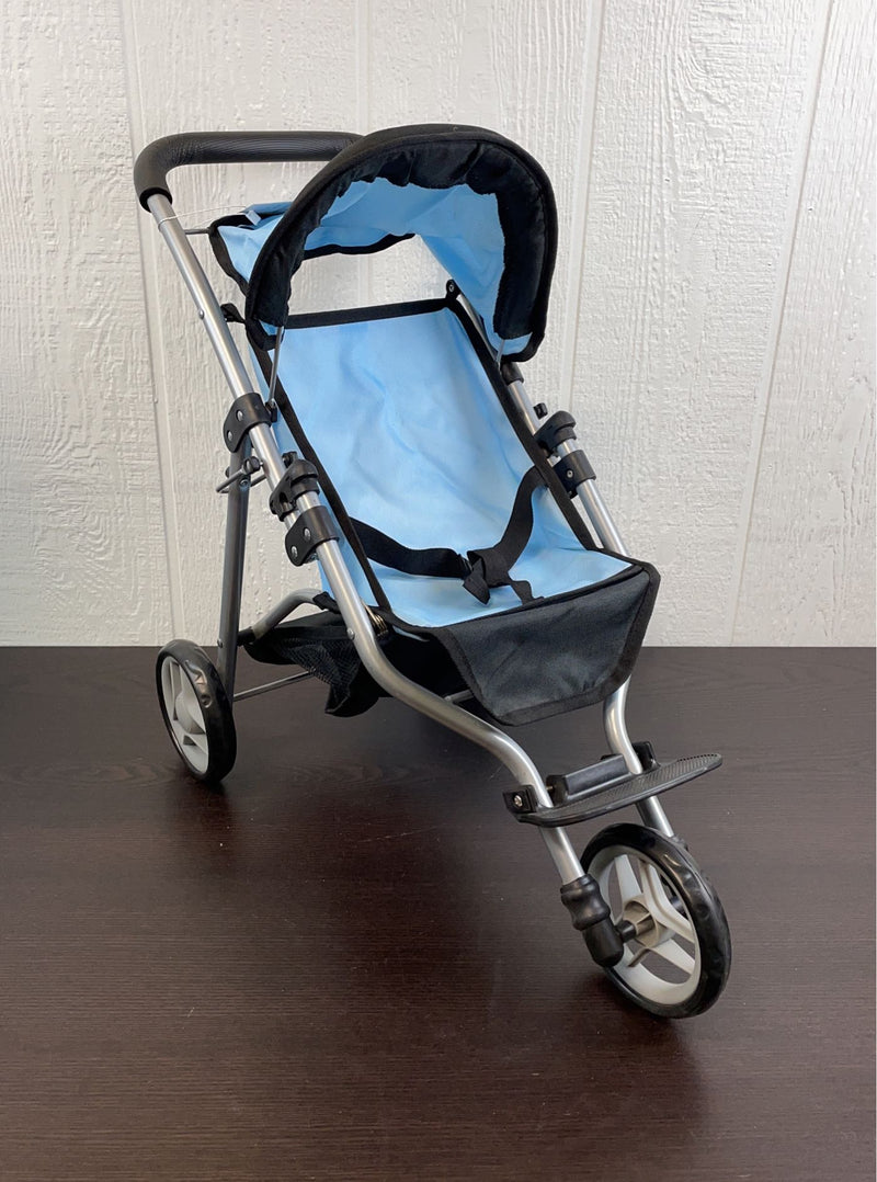 Precious Toys Foldable Doll Jogger Stroller, Baby Blue