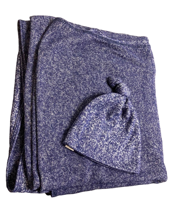 used Lou Lou And Company Swaddle Blanket And Hat, Dark Navy Denim