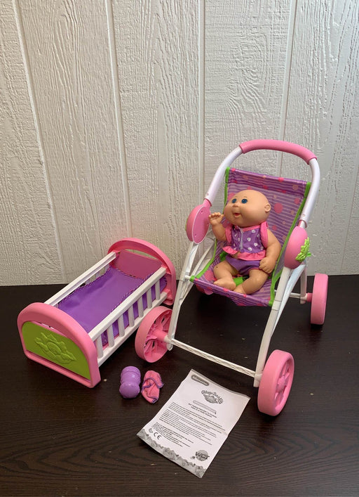 used Mattel Cabbage Patch Kids Doll, including a Crib and Stroller