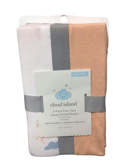 used Cloud Island Set Of 2 Fitted Crib Sheets, Unicorn & Solid Apricot