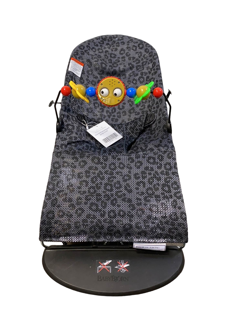BabyBjorn Bouncer Balance with Toy Bar, Anthracite/Leopard, Black Fram