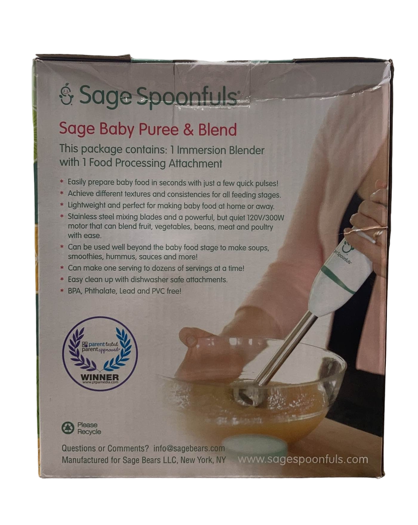 Sage Spoonfuls 2in1 Baby Food Maker Immersion Blender