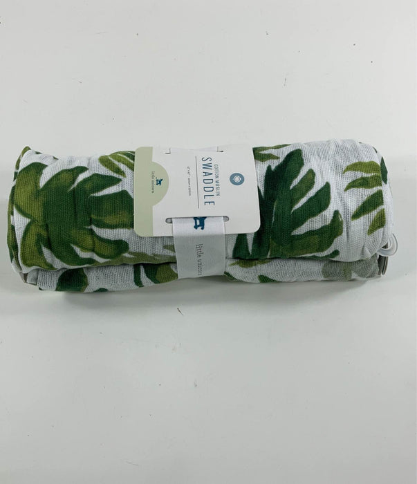 secondhand Little Unicorn Cotton Muslin Swaddle, tropical leaf