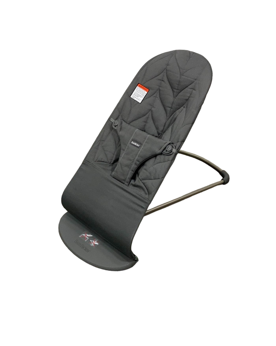 used BabyBjorn Bouncer Bliss, Dark Gray Frame, Anthracite Cotton Classic Quilt