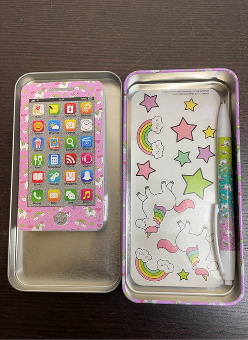 secondhand Scholastic Unicorn Smartphone Stationary Tin