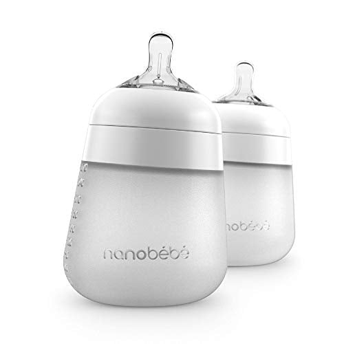 used Nanobébé Flexy Silicone Baby Bottles, 9oz, 3-Pack, White