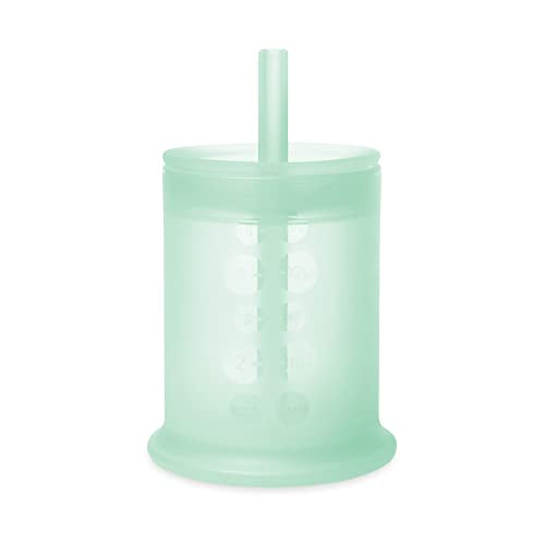 Olababy Silicone Training Cup with Straw Lid, Babies Water Drinking Cup, 6+ Mo Infant To 12-18 Months Toddler, Sippy Cup For Kids & Smoothie Cup