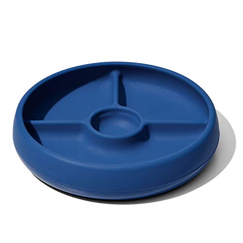 used OXO Tot Silicone Divided Plate, Navy