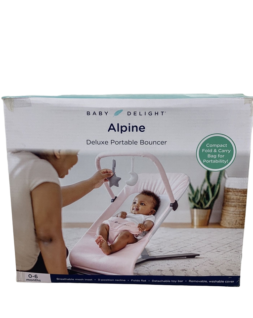 used Baby Delight Go With Me Alpine Deluxe Portable Bouncer, Peony Pink