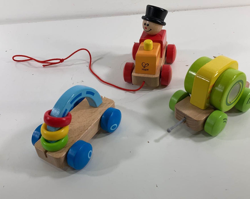 secondhand Hape Triple Play Wooden Train Set