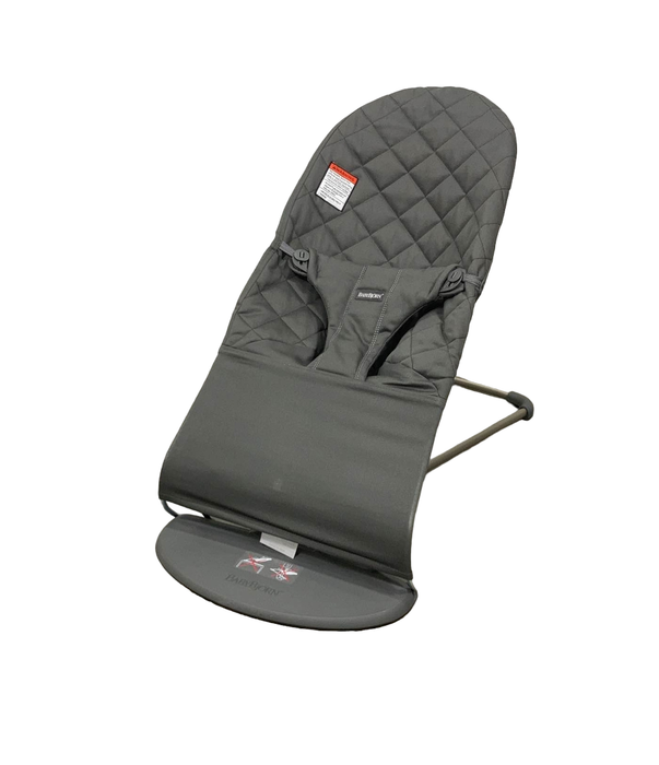 used BabyBjorn Bouncer Bliss, Dark Gray Frame, Anthracite Cotton Classic Quilt