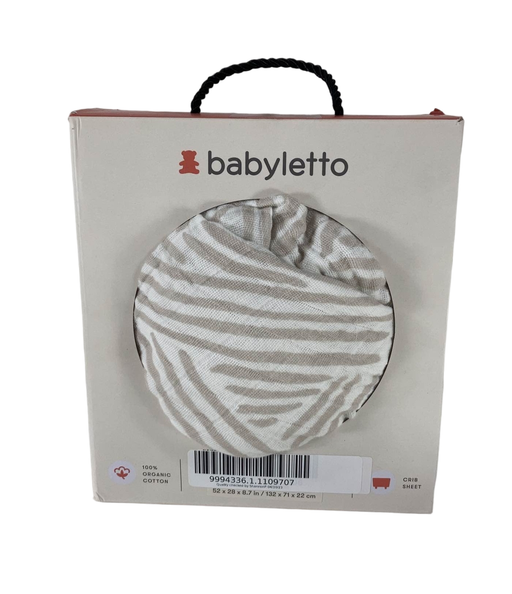 used Babyletto Muslin All-Stages Midi Crib Sheet, Oat Stripe