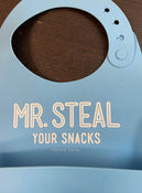 Shop Bella Tunno Silicone Bib, Mr. Steal Your Snacks at GoodBuy Gear