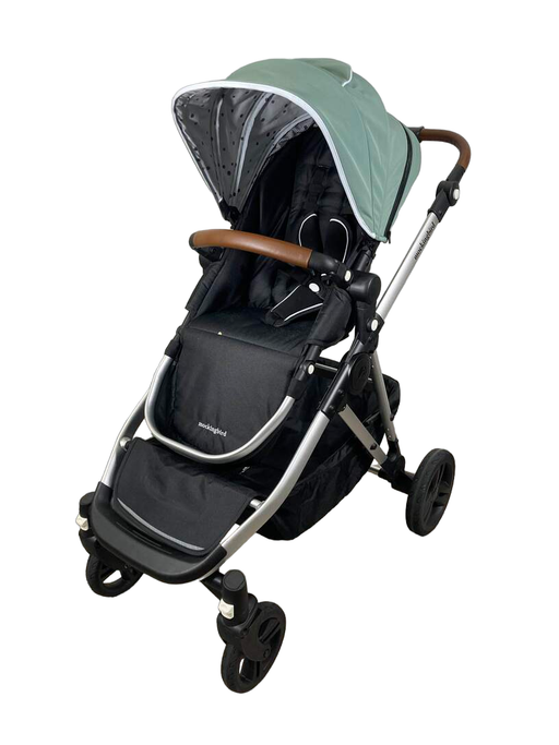 secondhand Mockingbird Single to Double Stroller, 2023, Silver with Penny Leather, Watercolor Drops, Sage