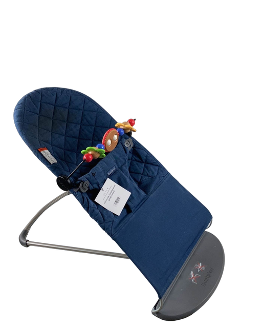 secondhand BabyBjorn Bouncer Bliss, Dark Gray Frame, Midnight Blue Cotton Classic Quilt