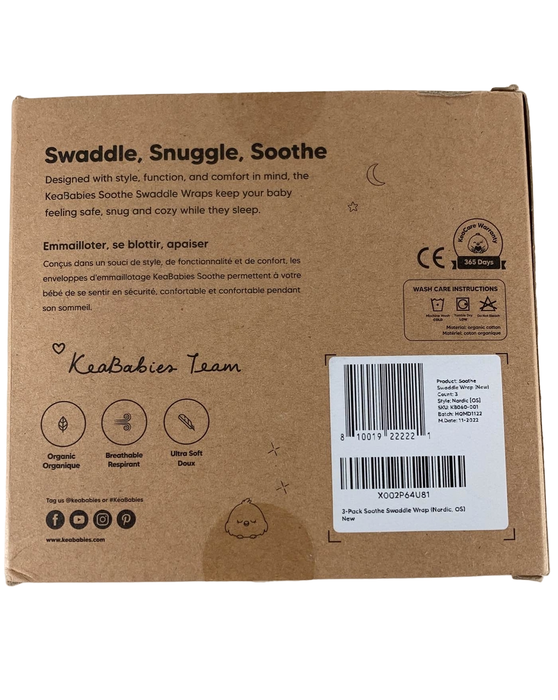 secondhand KeaBabies Soothe Swaddle Wraps 3 Pack