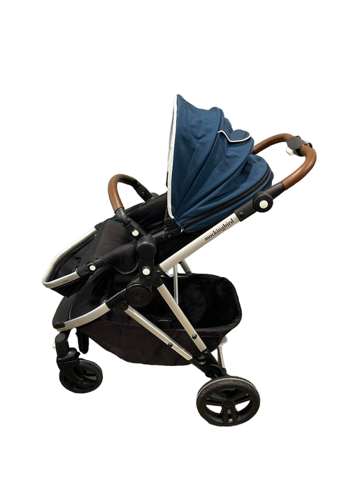 secondhand Mockingbird Single Stroller, 2020, Sea, Watercolor Drops, Silver With Penny Leather