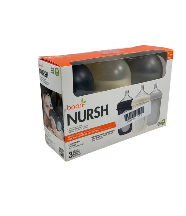 used Boon Nursh Bottles, 3 Pack, Grey