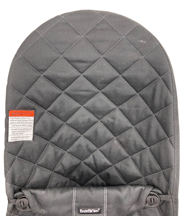 used BabyBjorn Bouncer Bliss, Dark Gray Frame, Black Cotton Classic Quilt