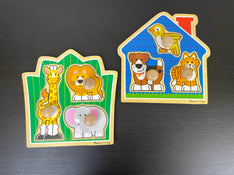 used Melissa & Doug Jumbo Knob Puzzle Set, house pets and jungle friends