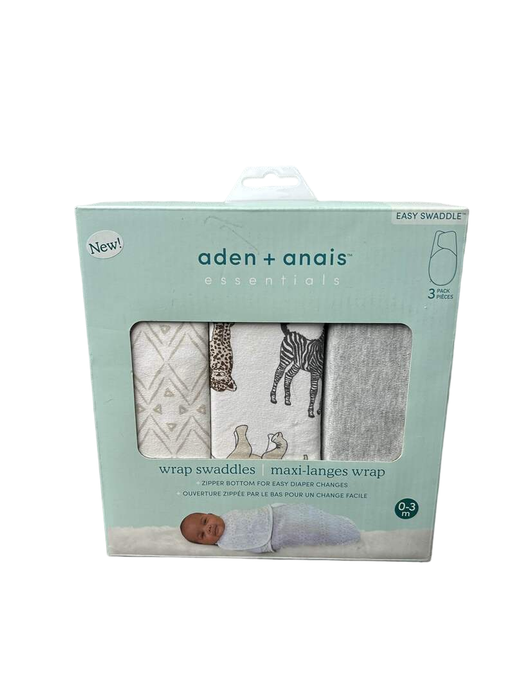 used Aden + Anais Essentials Easy Wrap Swaddle, 3 Pack, 0-3 Months, Toile