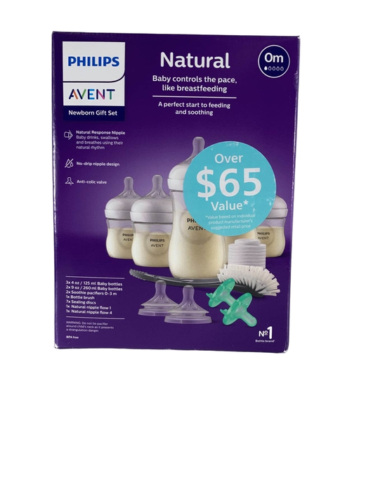 used Philips Avent Natural Baby Bottle Newborn Starter Gift Set, Clear