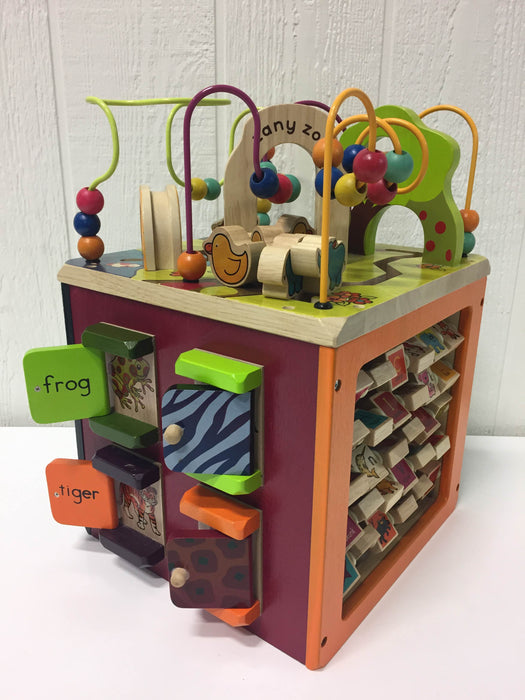 used B. Toys Zany Zoo Wooden Activity Cube