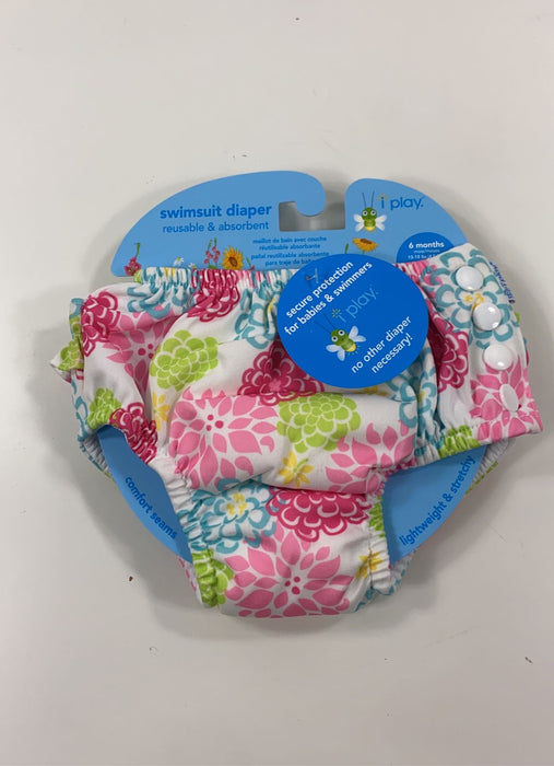 used iPlay Reusable Swim Diaper, 6 Months, White Zinnia