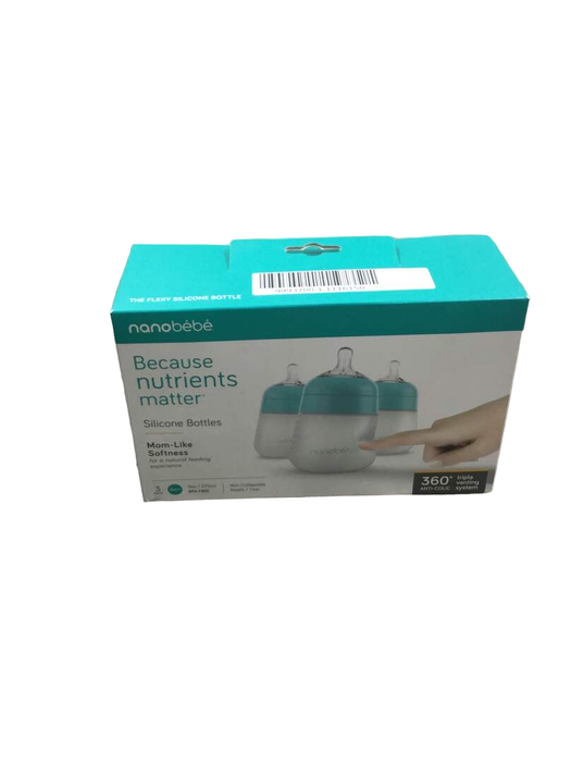 Shop Nanobébé Flexy Silicone Baby Bottles, 9oz, 3-Pack, Teal at GoodBuy Gear