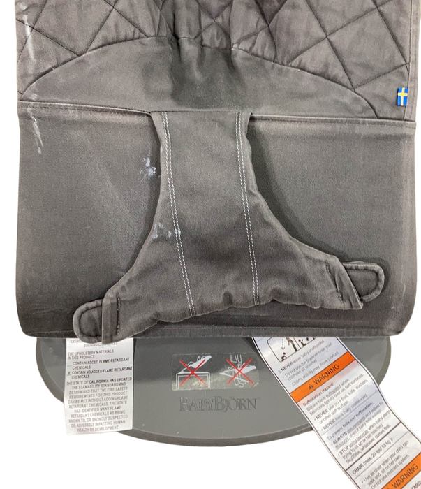 secondhand BabyBjorn Bouncer Bliss, Dark Gray Frame, Anthracite Cotton Classic Quilt