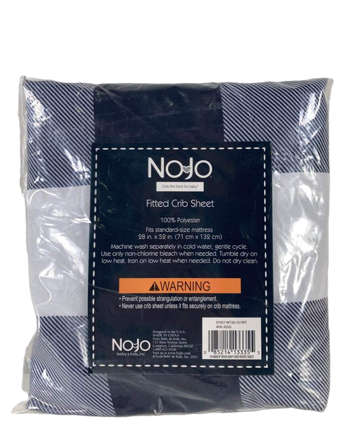 used Nojo Fitted Crib Sheet, Navy and White