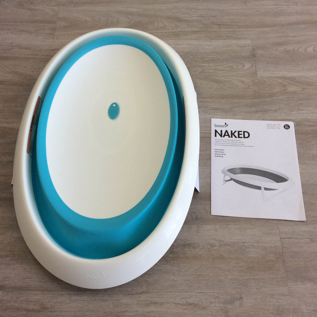 Boon Naked Collapsible Baby Bathtub, Blue/White