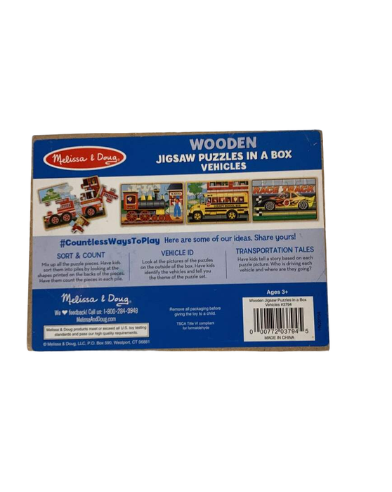 secondhand Melissa & Doug Vehicles Wooden Mini Puzzle Set