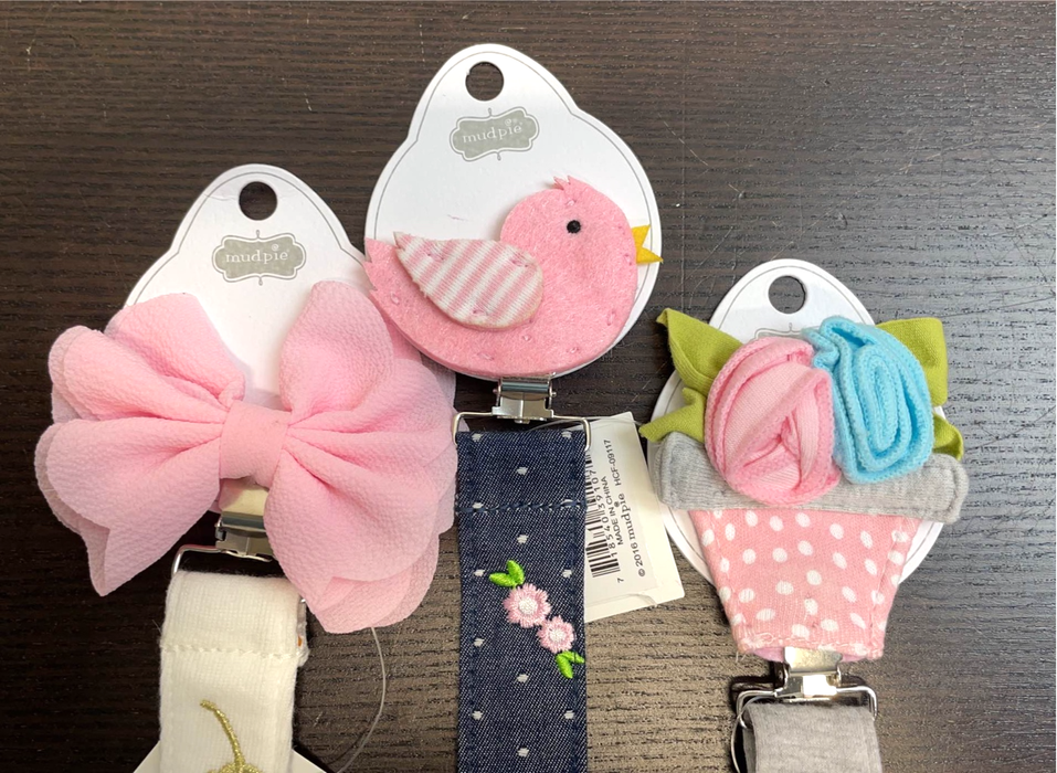 secondhand Mud Pie Pacifier Clip, Set Of 3