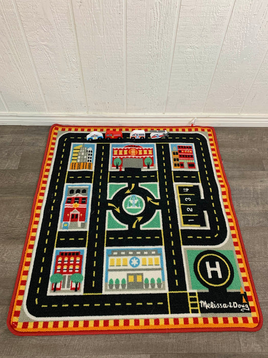 used Melissa & Doug Round The City Rescue Rug, With Cars