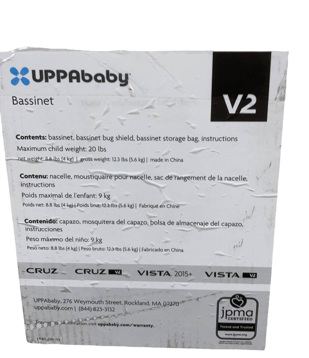 Shop UPPAbaby V2 Bassinet, Anthony (White & Grey Chenille) at GoodBuy Gear