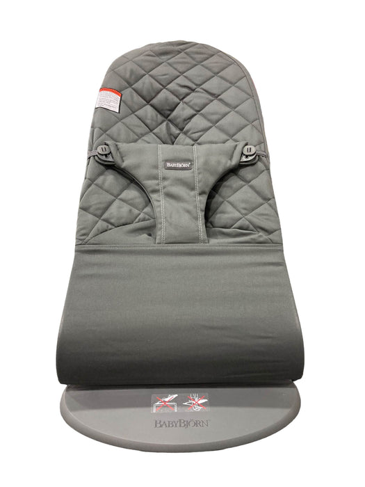 secondhand BabyBjorn Bouncer Bliss, Dark Gray Frame, Anthracite Cotton Classic Quilt