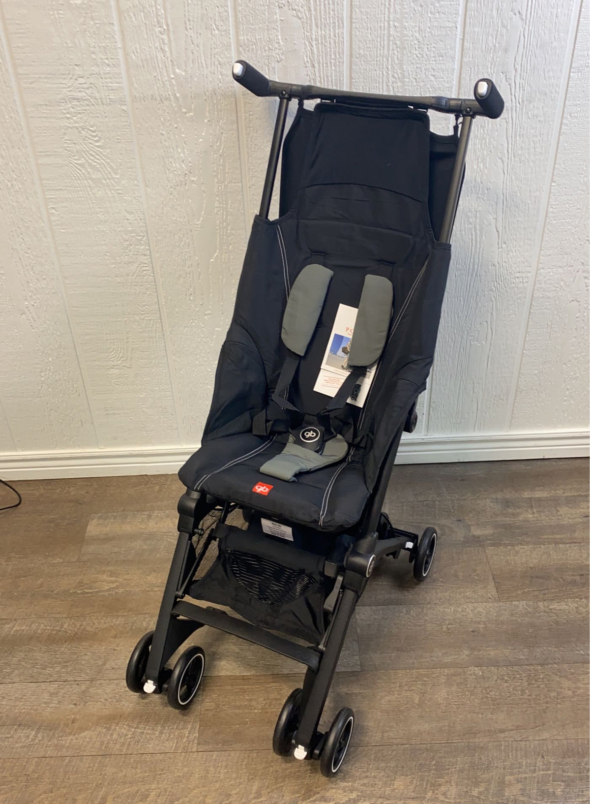 gb Pockit+ All City, Ultra Compact Lightweight Travel Stroller with Front Wheel Suspension, Full Canopy, and Reclining Seat in Velvet Black