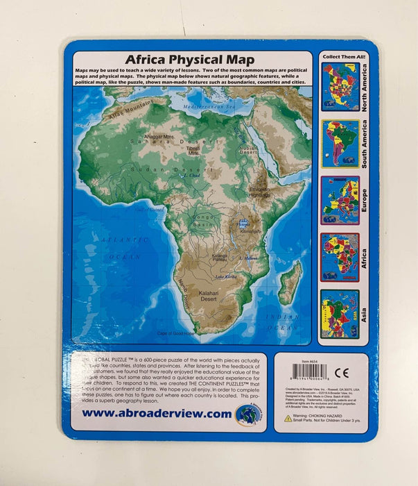 used A Broader View Continent Puzzle Map