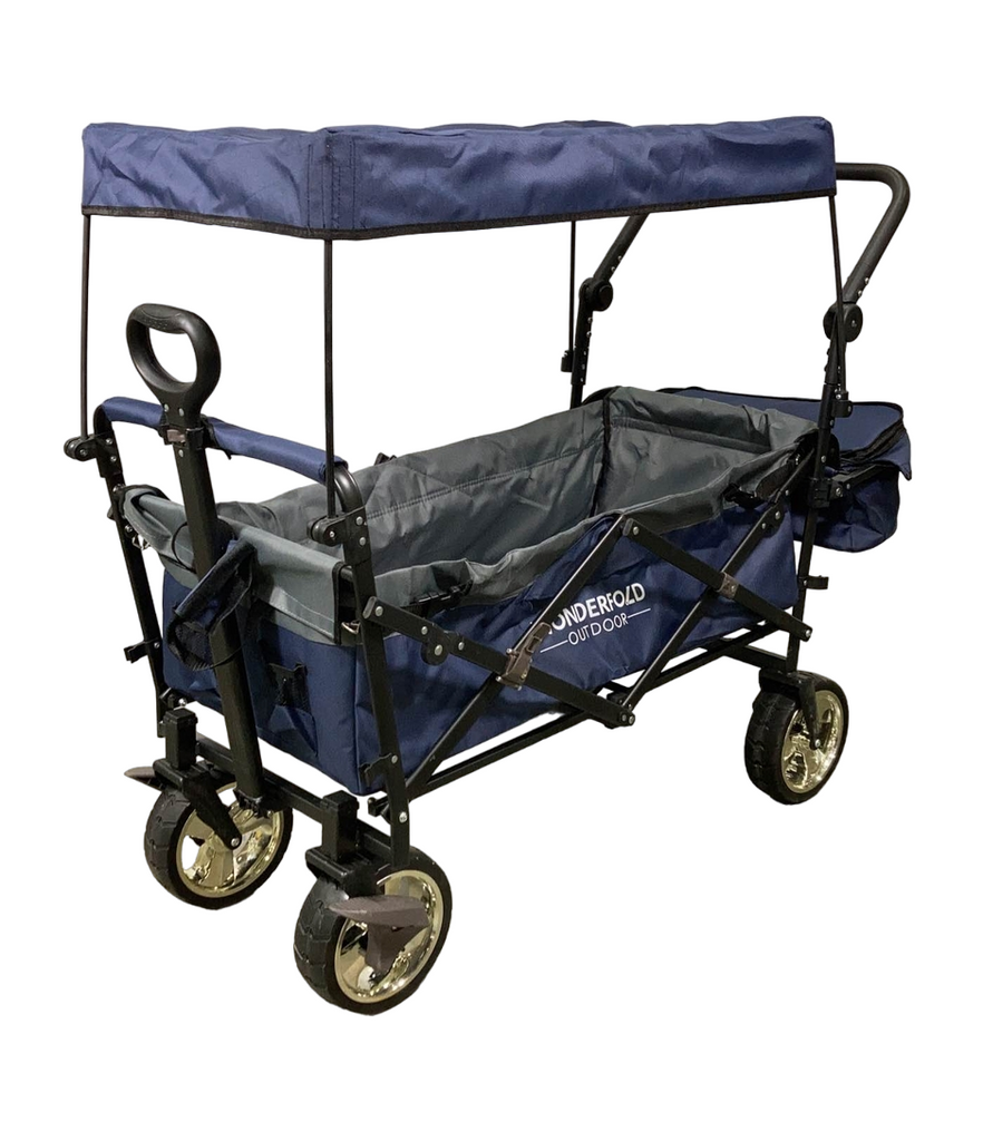 Wonderfold S4 Push & Pull Premium Utility Folding Wagon with Canopy, B