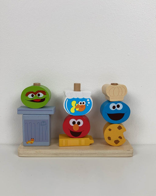 used Bright Starts Mix & Match Sesame Street Friends Wooden Stacking Toy